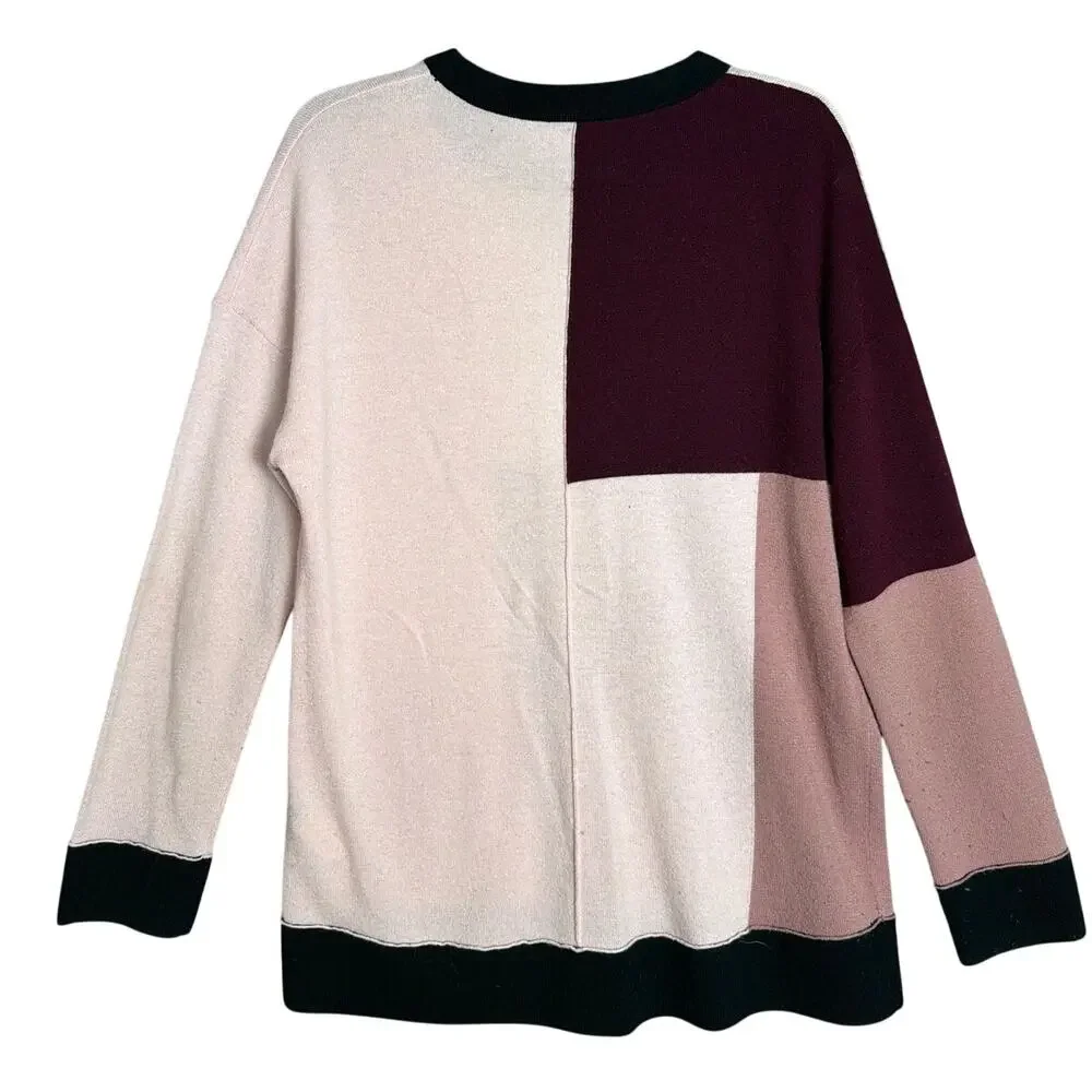 Kate Spade New York Colorblock Wool Cashmere Sweater Medium Preppy Pink
